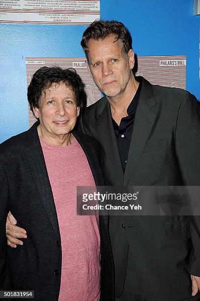 Steven Friedman and Al Corley attend "Phalaris's Bull: Solving The Riddle Of The Great Big World" opening night at Beckett Theatre on December 17,...