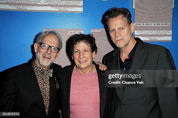 David Schweizer, Steven Friedman and Al Corley attend "Phalaris's Bull: Solving The Riddle Of The Great Big World" opening night at Beckett Theatre...