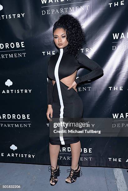 Actress India Westbrooks attends the grand opening of the Wardrobe Department LA store at Wardrobe Department on December 17, 2015 in Los Angeles,...