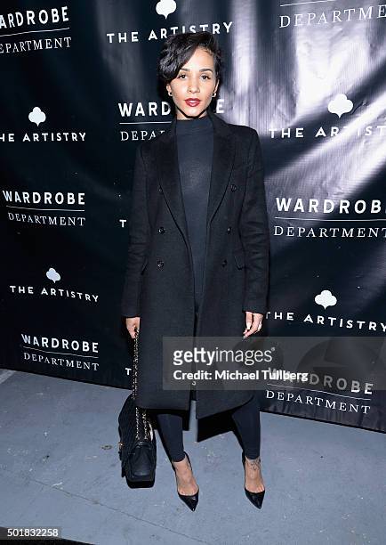 Model Tanaya Henry attends the grand opening of the Wardrobe Department LA store at Wardrobe Department on December 17, 2015 in Los Angeles,...