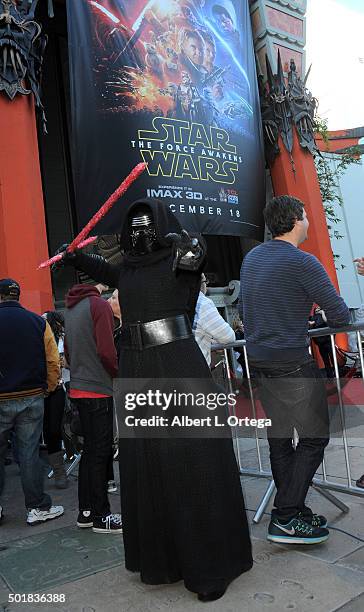 Kylo Ren at the "Star Wars" Wedding of fans Andrew Porters and Caroline Ritter held in the forecourt of the TCL Chinese IMax Theatre on December 17,...