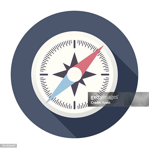 flache kompass-symbol - kompass stock-grafiken, -clipart, -cartoons und -symbole