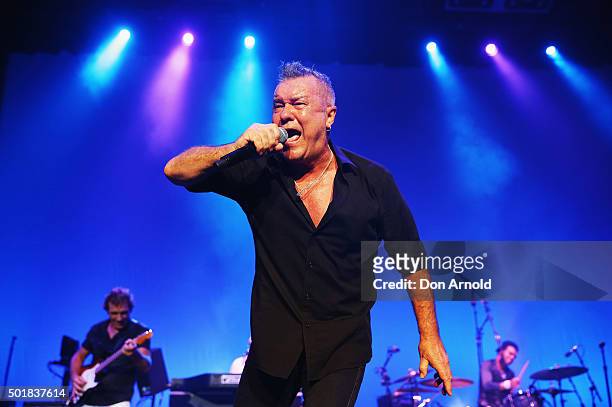 Ian Moss, Jimmy Barnes and Charley Drayton of Cold Chisel perform at Qantas Credit Union Arena on December 18, 2015 in Sydney, Australia.