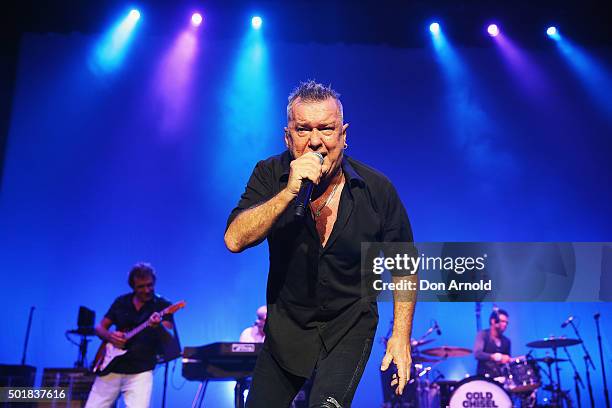 Ian Moss, Jimmy Barnes and Charley Drayton of Cold Chisel perform at Qantas Credit Union Arena on December 18, 2015 in Sydney, Australia.