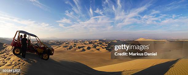 panorama view of desert dunes near ica, peru - dune buggy stock pictures, royalty-free photos & images