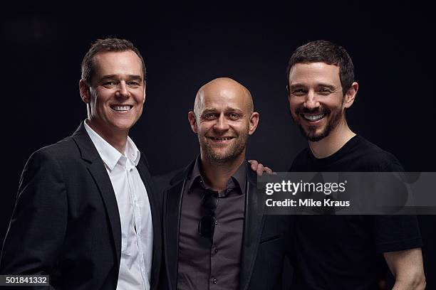 Tim Trageser, Jurgen Vogel and Oliver Berben are photographed for Self Assignment on July 15, 2015 in Munich, Germany.