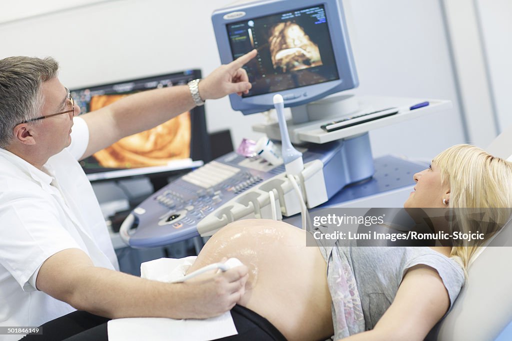 Pregnant woman having an ultrasound