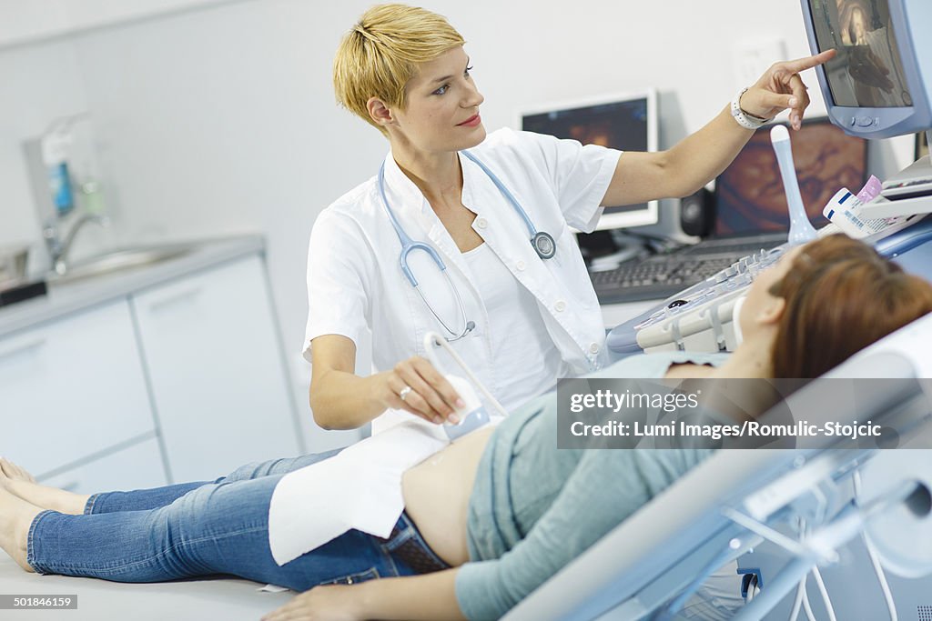 Pregnant woman having an ultrasound