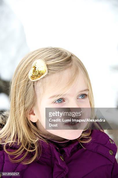 little girl with hair clip, portrait, oberammergau, bavaria, germany - alexandra dost stock-fotos und bilder