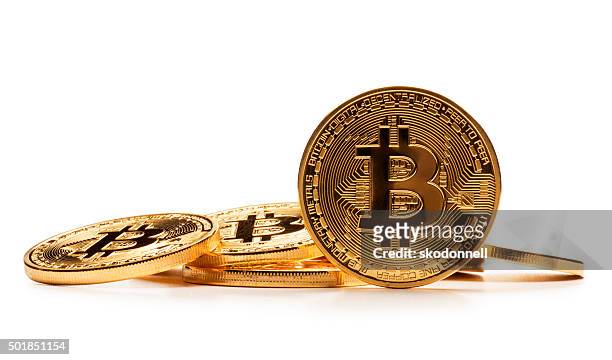 bitcoin on white - bitcoin stock pictures, royalty-free photos & images