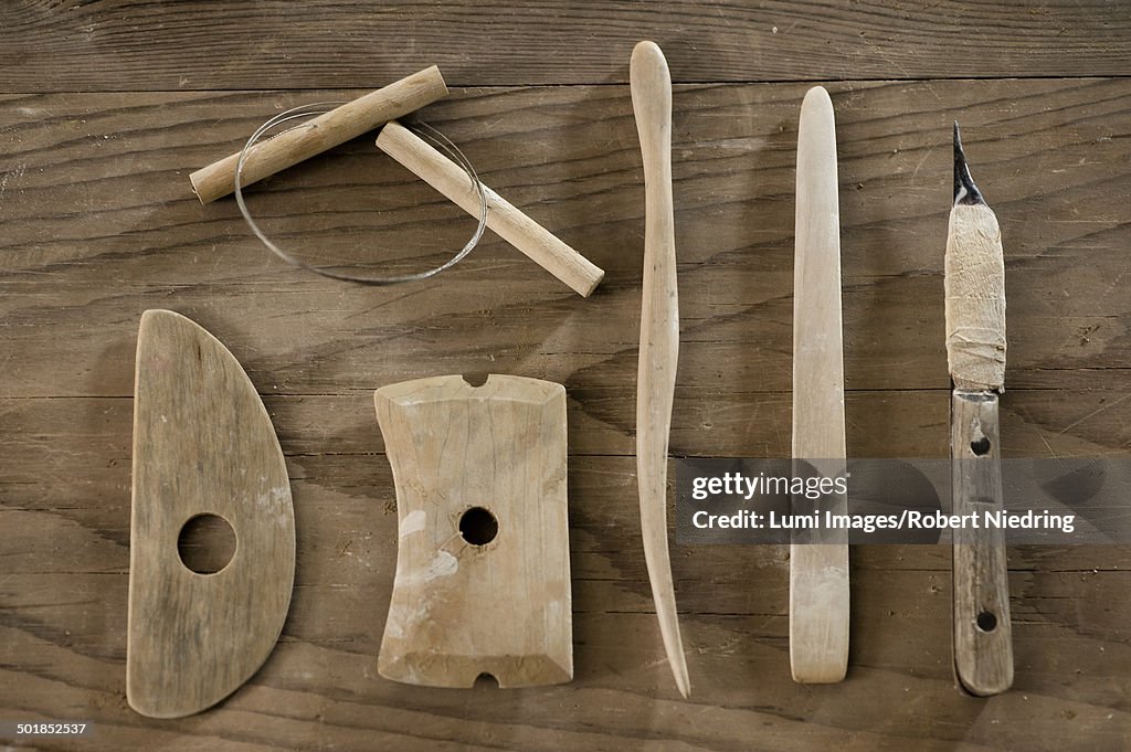 Wooden pottery tools, Bavaria, Germany, Europe