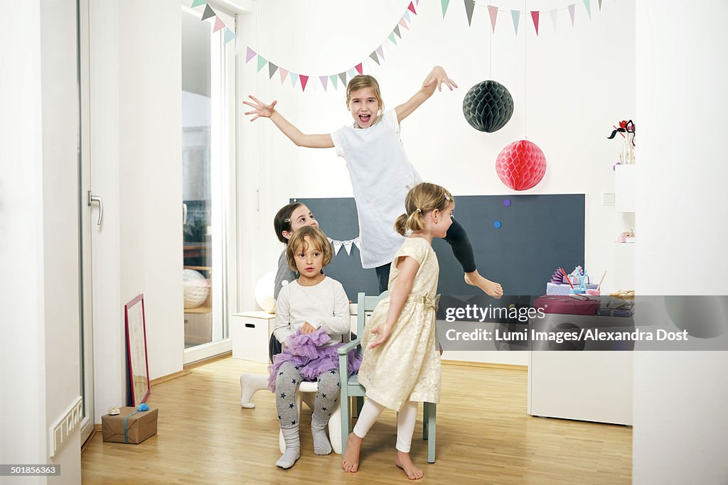 Children on birthday party having fun, Munich, Bavaria, Germany