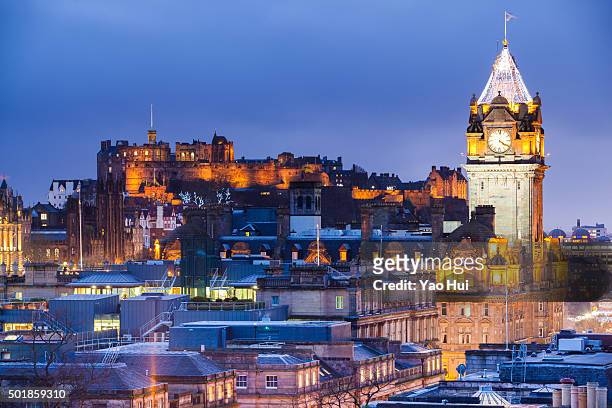 edinburgh view from calton hill - scotland winter stock pictures, royalty-free photos & images
