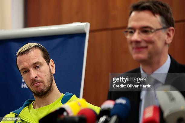 Pascal Hens of Hamburger Sport Verein during the HSV Handball - Press Conference on December 18, 2015 in Hamburg, Germany.