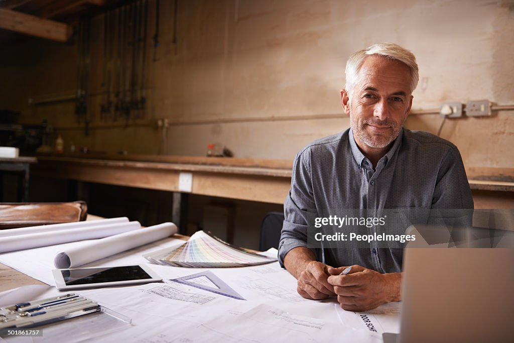 He's happiest in his workshop