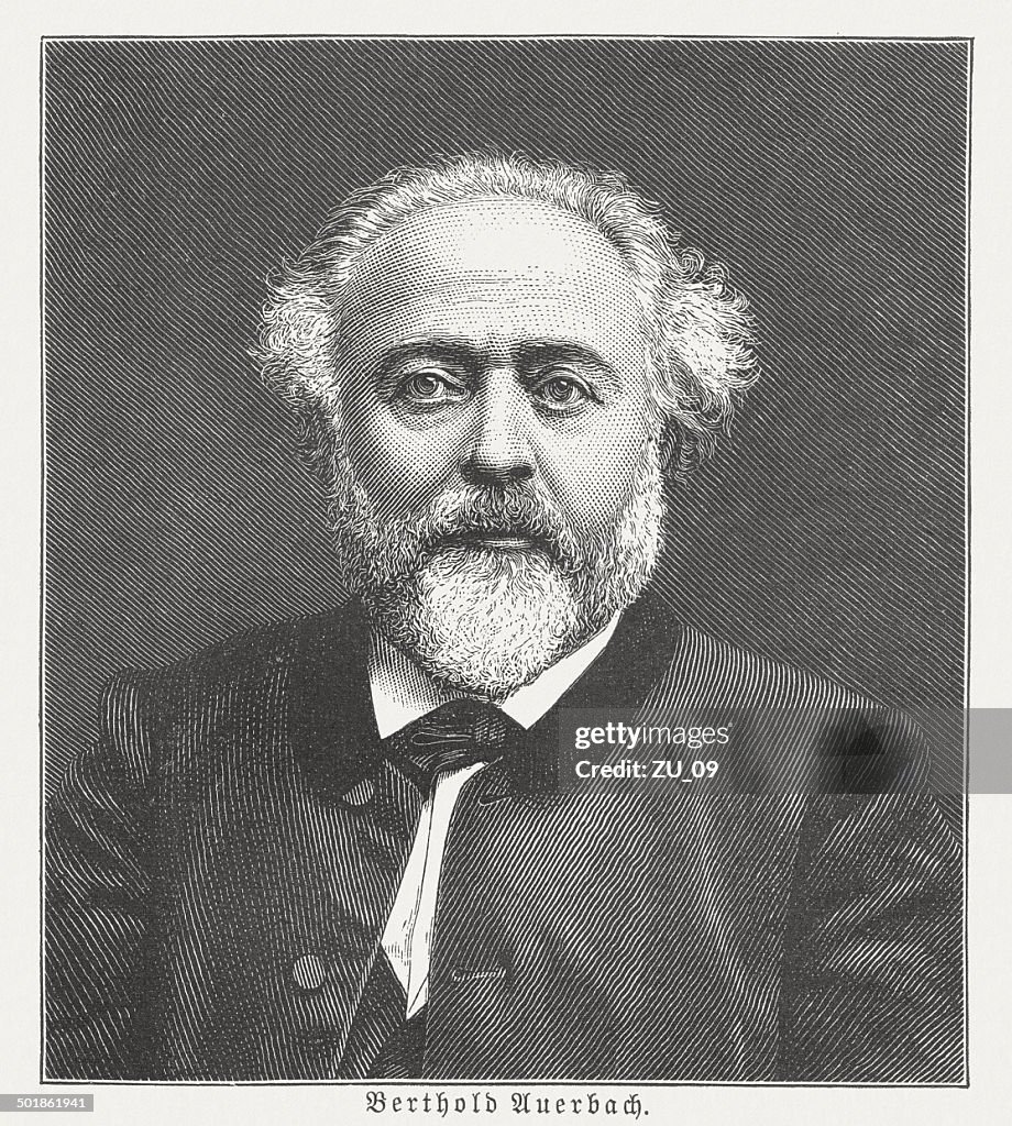 Berthold Auerbach (1812-1882), German writer, wood engraving, published in 1882