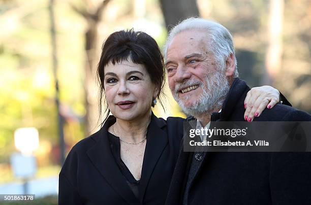 Licia Maglietta and Giorgio Colangeli attend a photocall for 'Tutto Puo' Succedere' RAI TV Serie at Villa Borghese on December 18, 2015 in Rome,...