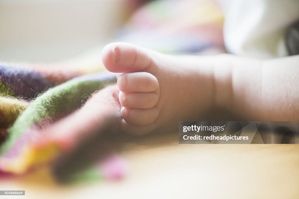 Baby boy's foot, close up