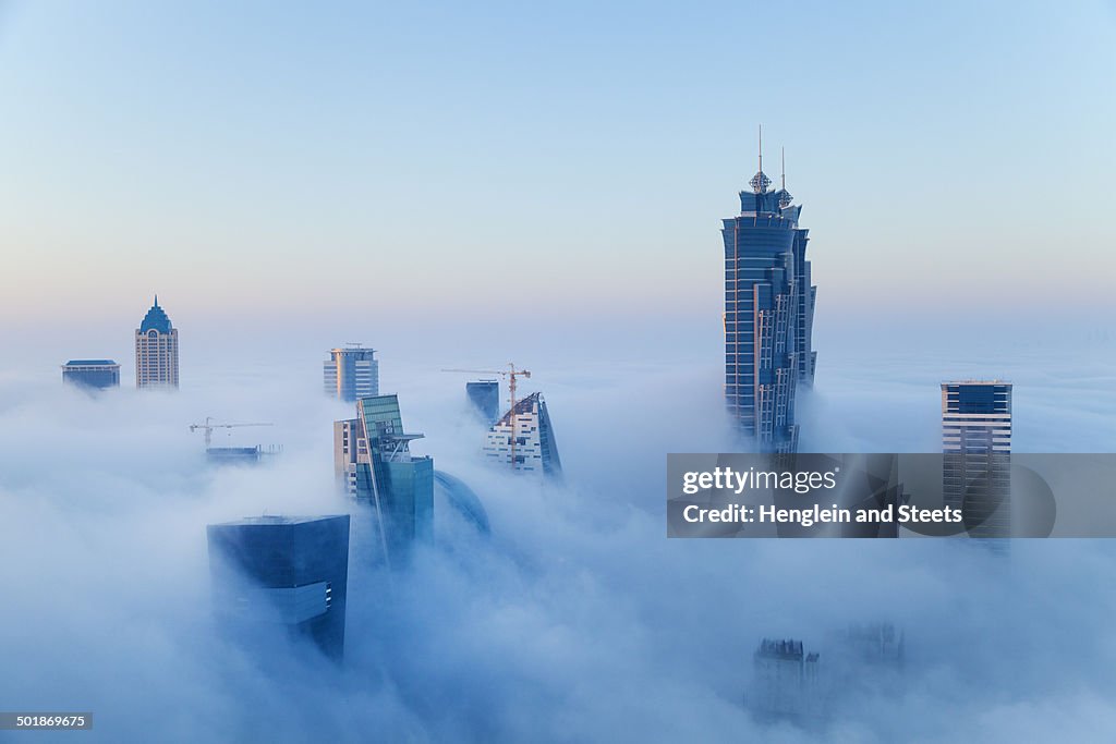 Downtown Dubai at dawn, United Arab Emirates