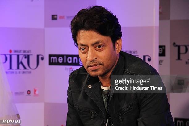 Bollywood actor Irrfan Khan during the showcase of Melange by Lifestyle's Piku inspired ethnic wear collection on April 28, 2015 in Mumbai, India.