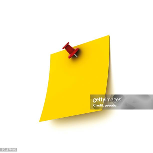 note with a push pin, 3d rendering - yellow post it notes stock illustrations