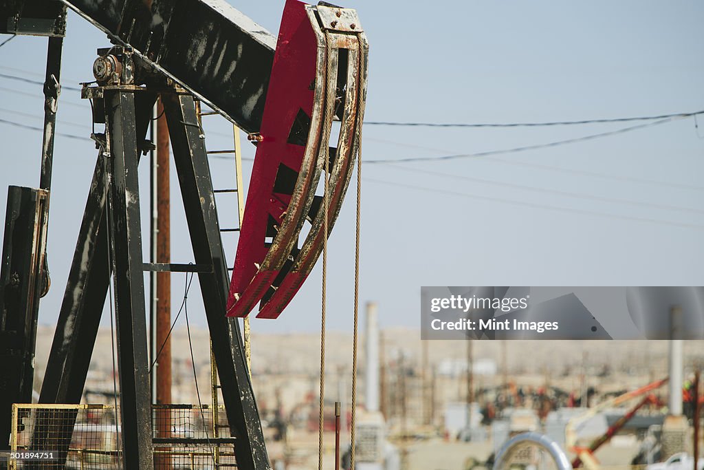 Crude oil extraction from Monterey Shale near Bakersfield, California, USA.