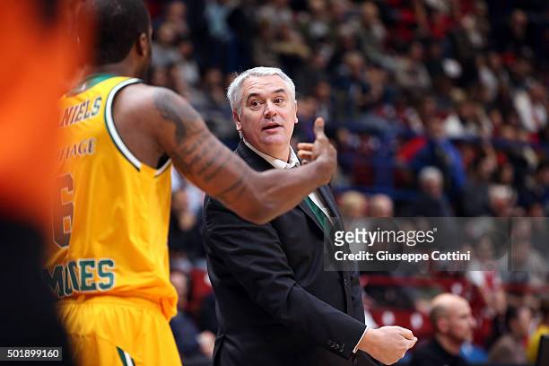 Philippe Herve, Head Coach of Limoges CSP in action during the Turkish Airlines Euroleague Basketball Regular Season Round 10 game between EA7...