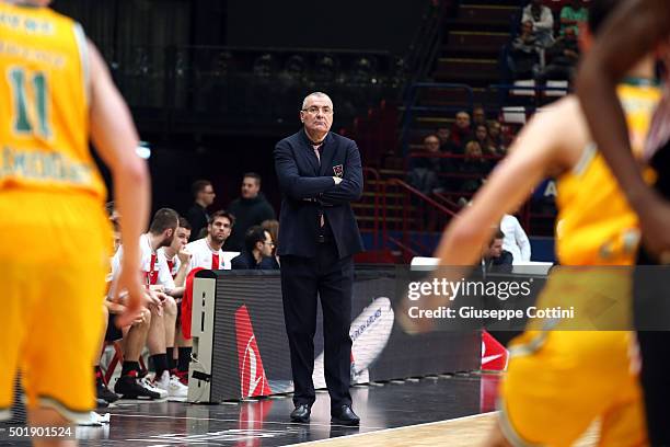 Jasmin Repesa, Head Coach of EA7 Emporio Armani Milan in action during the Turkish Airlines Euroleague Basketball Regular Season Round 10 game...