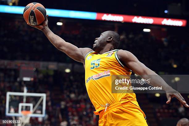 Frejus Zerbo, #55 of Limoges CSP in action during the Turkish Airlines Euroleague Basketball Regular Season Round 10 game between EA7 Emporio Armani...