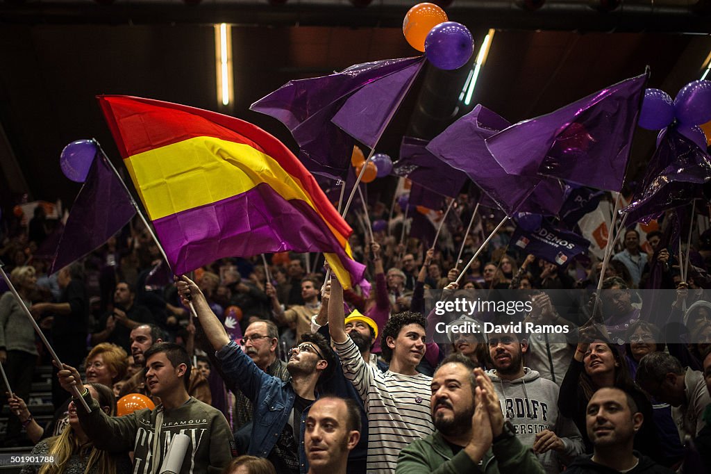 Podemos Pablo Iglesias Attends Campaign Rally in Valencia - Spain General Elections