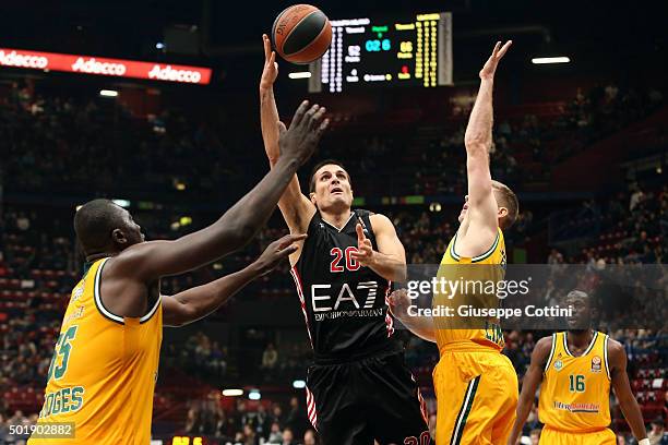 Andrea Cinciarini, #20 of EA7 Emporio Armani Milan in action during the Turkish Airlines Euroleague Basketball Regular Season Round 10 game between...