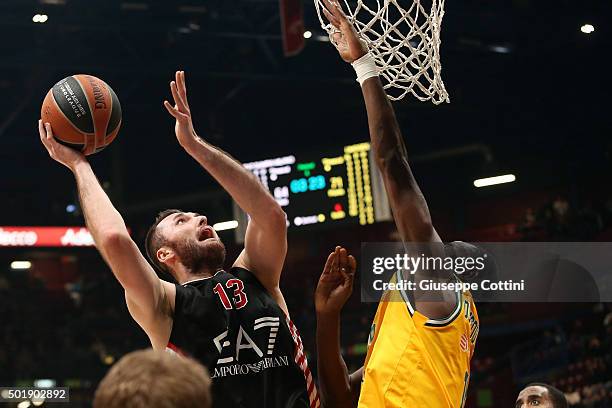 Milan Macvan, #13 of EA7 Emporio Armani Milan in action during the Turkish Airlines Euroleague Basketball Regular Season Round 10 game between EA7...