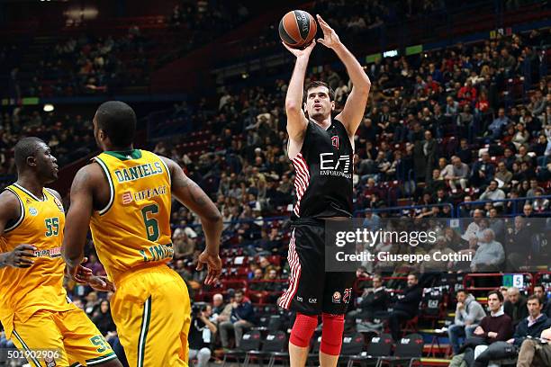 Stanko Barac, #27 of EA7 Emporio Armani Milan in action during the Turkish Airlines Euroleague Basketball Regular Season Round 10 game between EA7...