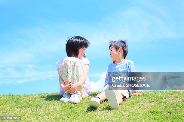 children on a hill, japan - 2 5 months stock pictures, royalty-free photos & images
