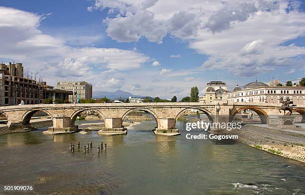 stone bridge - skopje stock pictures, royalty-free photos & images