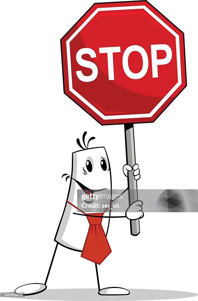 Stop Man Man Holding Stop Sign High-Res Vector Graphic - Getty Images