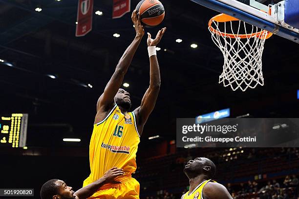 Nobel Boungou-Colo, #16 of Limoges CSP in action during the Turkish Airlines Euroleague Basketball Regular Season Round 10 game between EA7 Emporio...