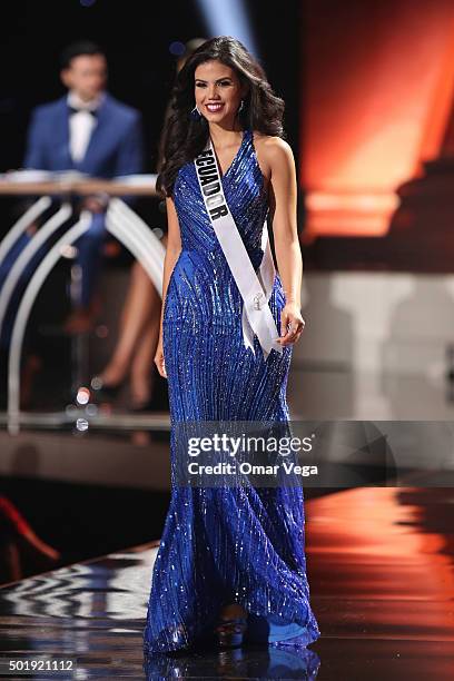 Miss Ecuador Francesca Cipriani walks the runway during the preliminary round of Miss Universe 2015 at The Axis, Planet Hollywood Resort & Casino on...