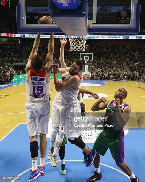 Joel Freeland, #19 of CSKA Moscow in action during the Turkish Airlines Euroleague Basketball Regular Season Round 10 game between Unicaja Malaga v...