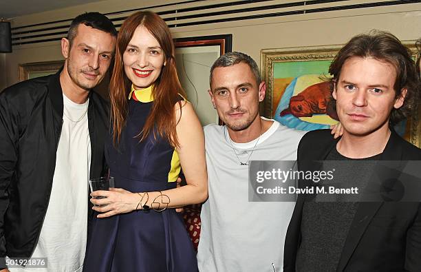 Jonathan Saunders, Roksanda Ilincic, Richard Nicoll and Christopher Kane attend the LOVE Christmas party at George on December 18, 2015 in London,...