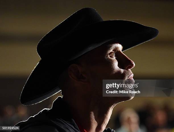 Donald 'Cowboy' Cerrone waits backstage during the UFC weigh-in inside the Orange County Convention Center on December 18, 2015 in Orlando, Florida.
