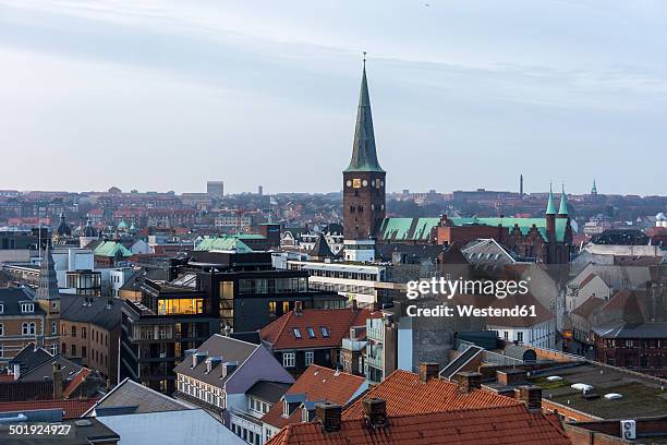 denmark, aarhus, view to roofs of city center, view from above - arhus fotografías e imágenes de stock