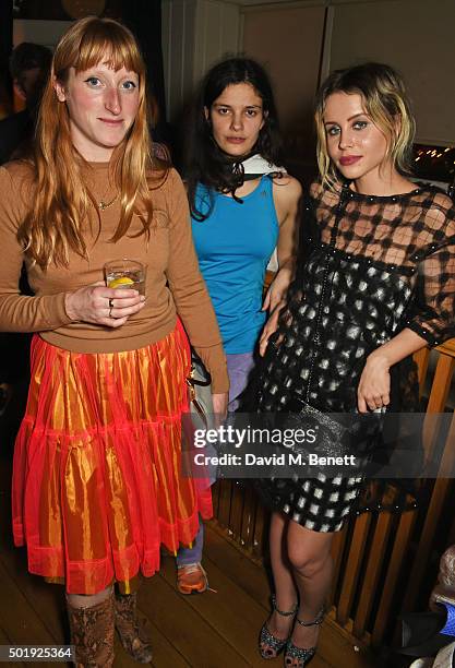 Molly Goddard, Evangeline Ling and Billie JD Porter attend the LOVE Christmas party at George on December 18, 2015 in London, England.