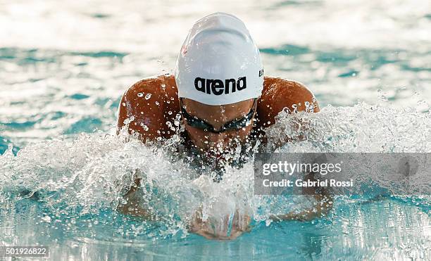 Virginia Bardach of Argentina competes during the Women 100m breaststroke competition as part of Argentina National Swimming Championship 2015 at...