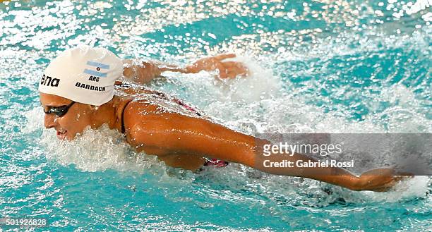 Virginia Bardach of Argentina competes during the Women 4x100 medley relay as part of Argentina National Swimming Championship 2015 at Jeanette...
