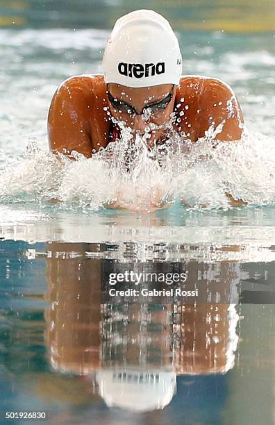 Virginia Bardach of Argentina competes during Women 100m breaststroke competition as part of Argentina National Swimming Championship 2015 at...