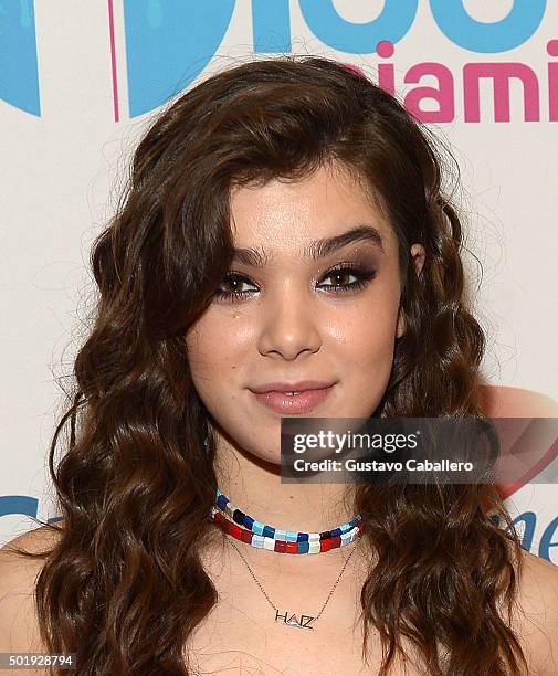 Hailee Steinfeld poses backstage at Y100's Jingle Ball 2015 presented by Capital One at BB&T Center on December 18, 2015 in Sunrise, Florida.