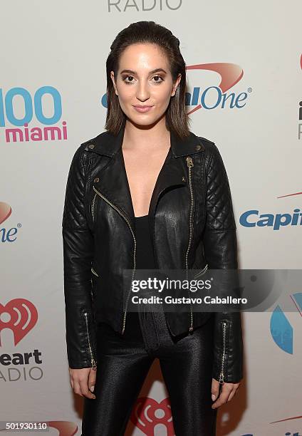 Chloe Angelides poses backstage at Y100's Jingle Ball 2015 at BB&T Center on December 18, 2015 in Sunrise, Florida.