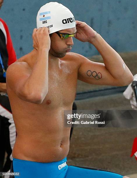 Federico Grabich of Argentina gets ready prior the Men 100m freestyle competition as part of Argentina National Swimming Championship 2015 at...