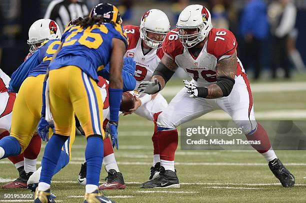 Mike Iupati of the Arizona Cardinals during a game against the St. Louis Rams at the Edward Jones Dome on December 6, 2015 in St. Louis, Missouri.